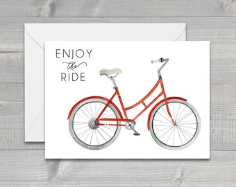 Bike Greeting Card / Bicycles / Gift for Him / Good Luck Card / Watercolor / Watercolor Art / Watercolor Card / Birthday Card