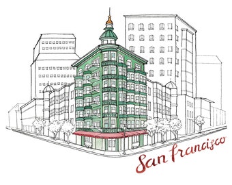 North Beach San Francisco Greeting Card / Travel Art / Flatiron Building / San Francisco Architecture / Thinking of You