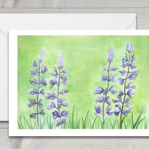 Bluebonnet Lupines Watercolor Greeting Card image 1