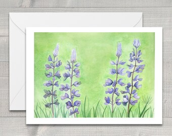 Bluebonnet - Lupines Watercolor Greeting Card