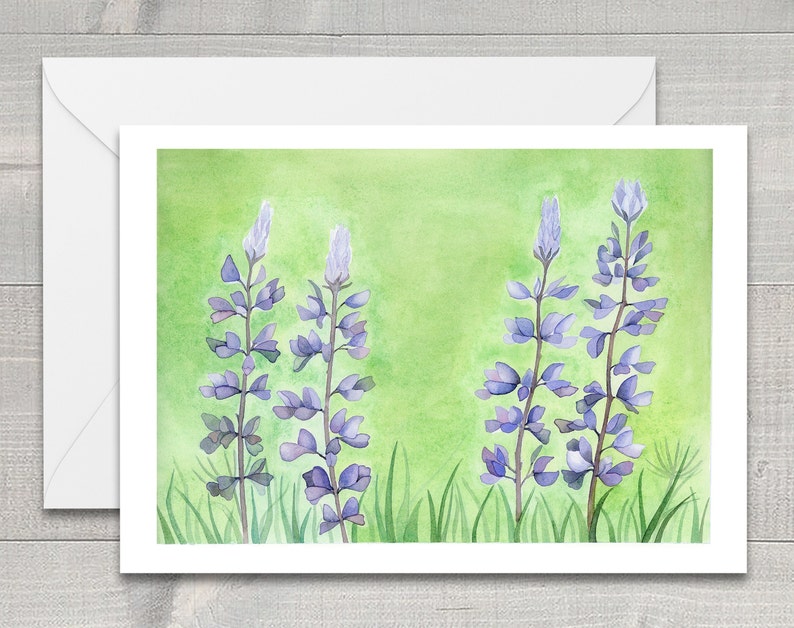 Bluebonnet Lupines Watercolor Greeting Card image 1