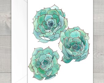 Succulent Watercolor Greeting Cards Box Set Variety Pack / Watercolor Art / Watercolor Flowers / Thank You Cards / Mother's Day