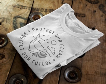 Protect Our Ocean Protect Our Future || Certified Organic Cotton || Ethical Unisex T-Shirt || Adult+Kid