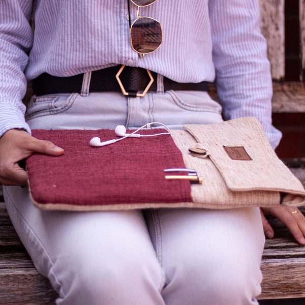 Hemp Laptop Case Bag || Fits up to 13" || Sustainable Organic Line || Handmade - LCBR