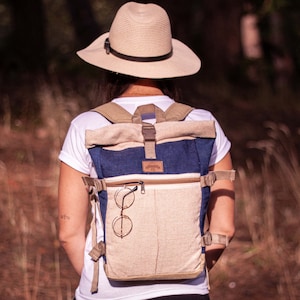 Roll Top Backpack || Hemp || Sustainable Vegan Line || Handmade - BPN5B