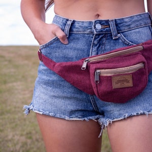 Sac banane bordeaux || Chanvre || Gamme végétalienne durable || Fait main || Conception améliorée