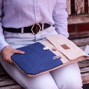 Hemp Laptop Case Bag || Fits up to 13&quot; || Sustainable Organic Line || Handmade - LCBB