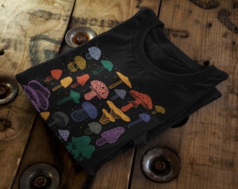 Aesthetic Mushroom Cottagecore, Goblincore Tshirt // Botanical Magic Nature Funghi Organic Cotton Unisex T-Shirt / Adult, Kids Dimensionamento