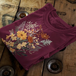 Boho Wildflowers Vintage-9 Floral Nature Organic Cotton Unisex T-Shirt | Adult, Kids Sizing