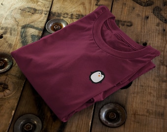 PENGUIN || Unisex Tshirt Top || Pocket Side Print || Adults & Kids Sizes|| Certified Organic Cotton || Ethical Unisex T-Shirt || Adult+Kids