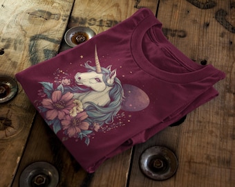 Boho Unicorn Organic Cotton T-Shirt | Floral Graphic Tee