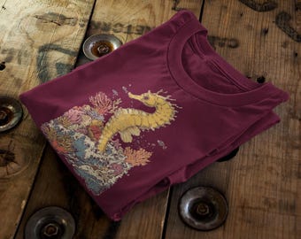 Vintage Seahorse T-Shirt | Ocean Cottagecore, Nautical Marine Life