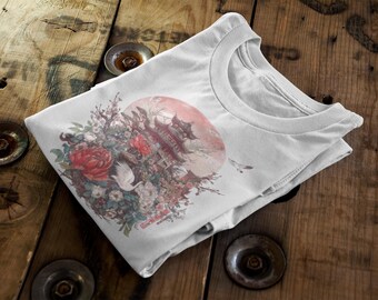 Japanese Temple Floral T-Shirt | Vintage Zen Graphic Tee