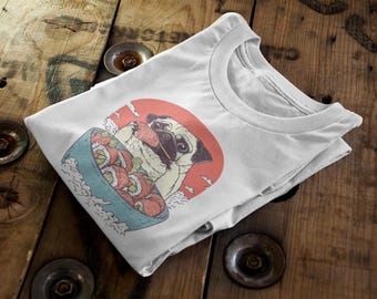 Pug Sushi T-Shirt | Kawaii Dog Lover Foodie Tee