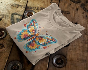 Koszulka unisex z bawełny Butterfly Mandala | Rozmiary dla dorosłych i dzieci