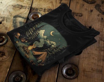 Retro Campfire Graphic Tee | Vintage Camping, Unisex Cotton