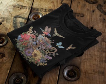 Floral Teacup T-Shirt | Boho Surreal Cottagecore Soft Cotton Top