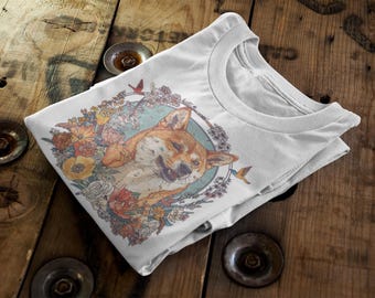 Surreal Shiba Inu Floral T-Shirt | Kawaii Dog Lover Gift