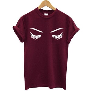 EYELASHES Certified Organic Cotton Ethical Unisex T-Shirt AdultKid Burgundy