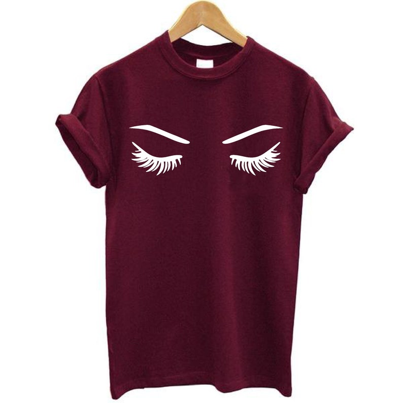 EYELASHES Certified Organic Cotton Ethical Unisex T-Shirt AdultKid Burgundy