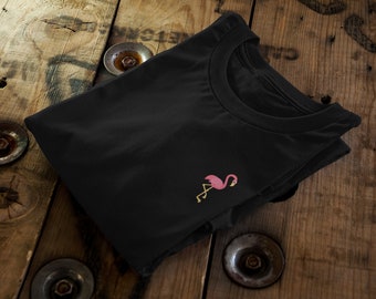 FLAMINGO || Unisex T-Shirt || Side Pocket Print || Adults & Kids Sizes|| Certified Organic Cotton || Ethical Unisex T-Shirt || Adult+Kids