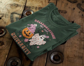 Halloween Town University Spooky Funny Crewneck Cotton Unisex T-Shirt | Adult, Kids Sizing