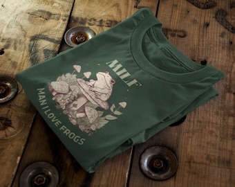 Man I Love Frogs shirt, MILF Retro frog Organic Cotton Unisex T-Shirt | Adult+Kids Sizing