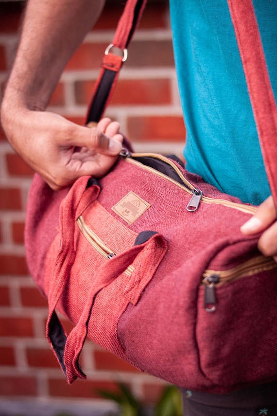 Sac à Dos écologique En Chanvre Et Coton - Fait Main Au Népal - Rouge Et Bleu