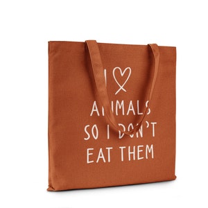 I LOVE animals so I don&#39;t eat them || Organic Cotton Shoulder Tote Bag