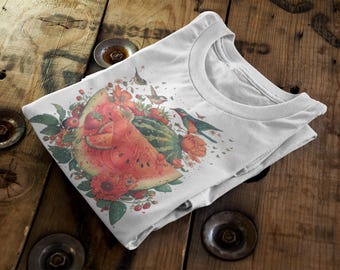 Vintage Watermelon Graphic Tee | 70s Floral Fruit Shirt