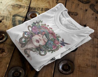 Boho Medusa T-Shirt | Surreal Myth Art Graphic Tee