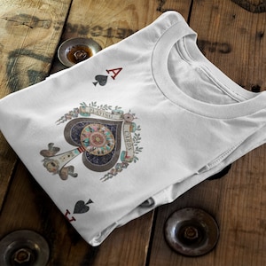 T-shirt unisex in cotone con carte da gioco Ace of Spades / adulto, taglie per bambini
