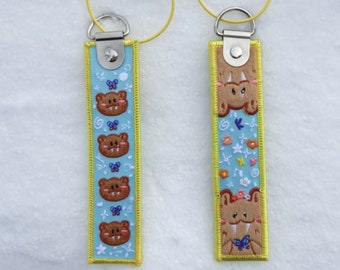 ffxiv final fantasy 14 inspired beaver friends embroidered key tag keychain