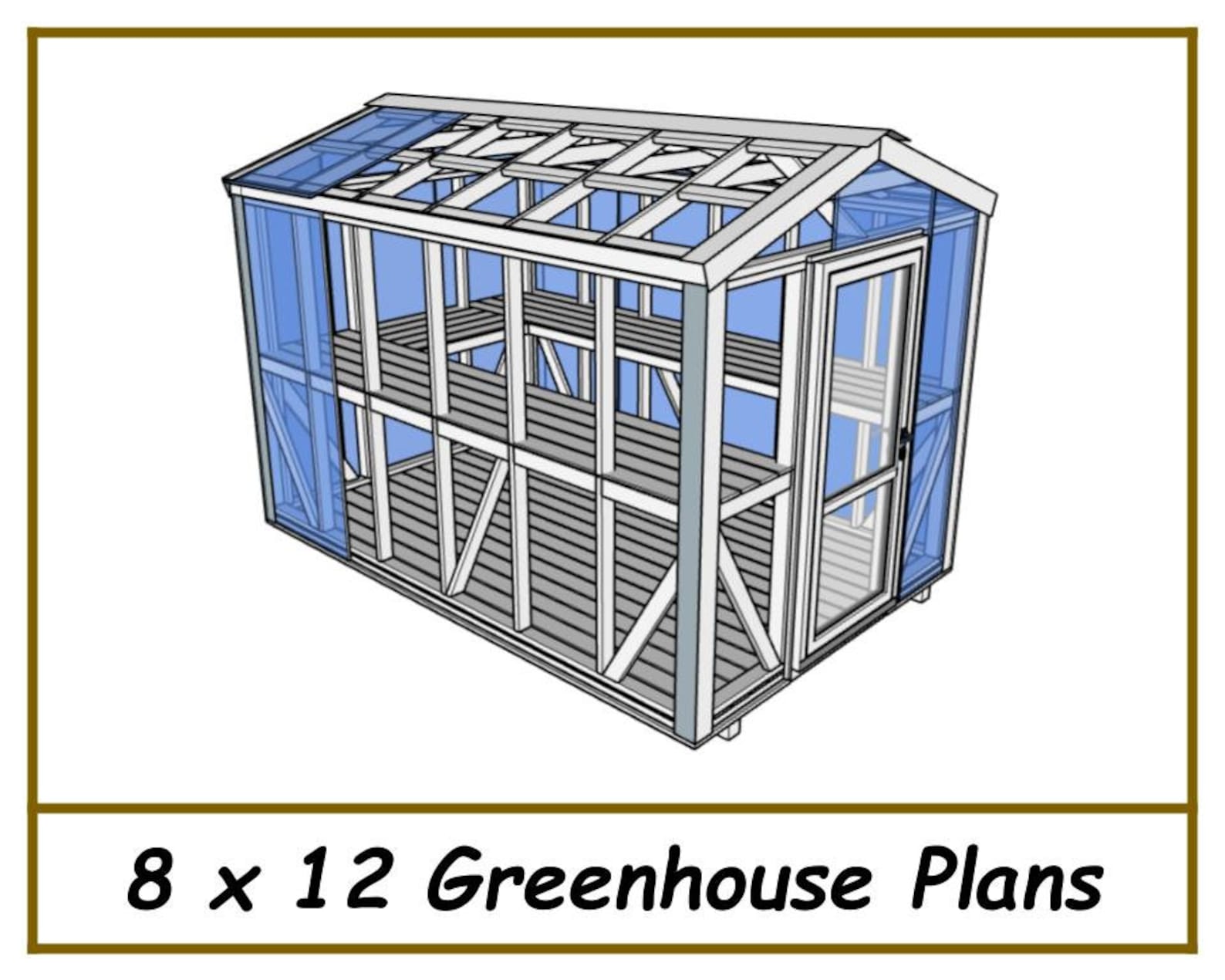 Greenhouse Plans 8x12 Shed Plans PDF Download | Etsy