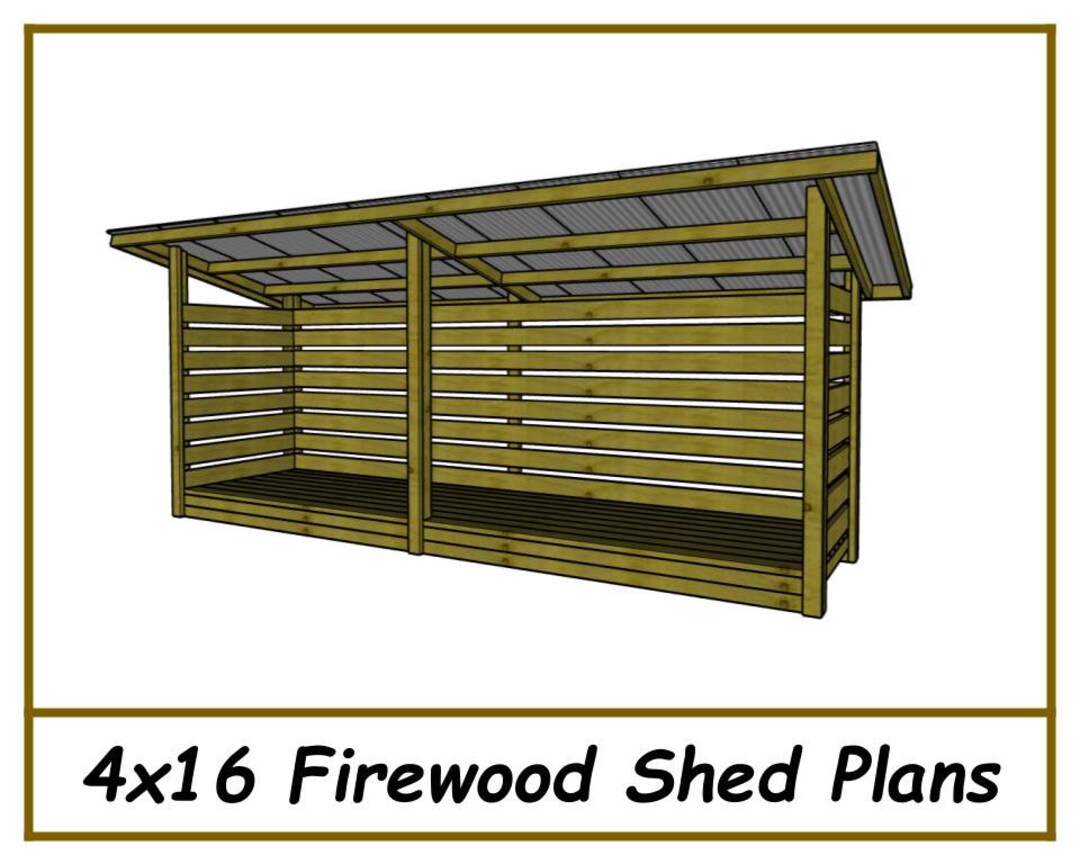 Firewood Shed Plans 4x16 PDF Download Etsy