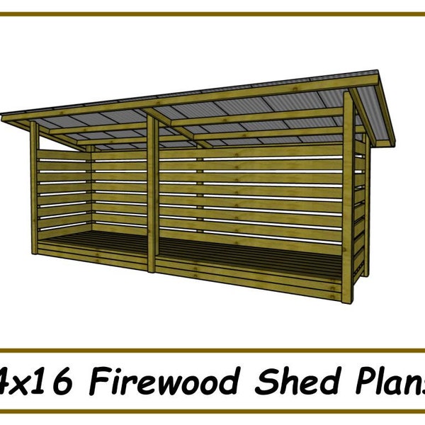 Firewood Shed Plans 4x16 - PDF Download