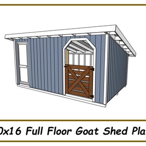 Goat Shed Plans w/ Full Floor 10x16 - PDF Download