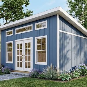 Backyard Office Plans 14x20 - She Shed - Man Cave Plans - Instant PDF Download