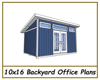 Backyard Office Plans 10x16 - She Shed/ Man Cave Plans - PDF Download