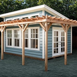 Plattegronden pension met pergola 12 x 16 - pdf-download