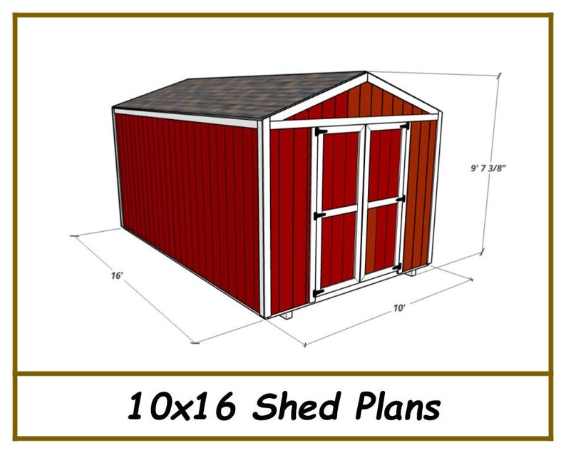 Shed Plans 10x16 Garden Shed Plans PDF Download Etsy