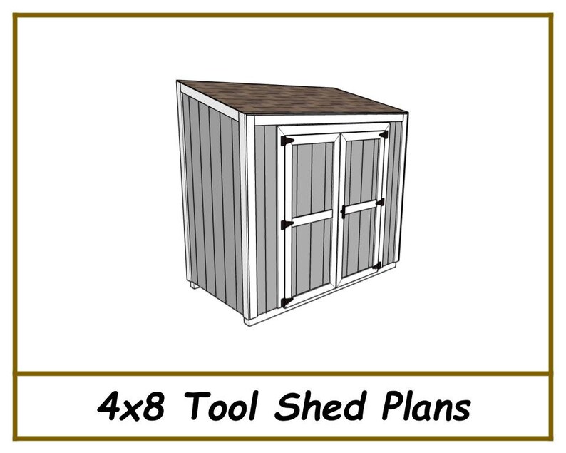 Tool Shed Plans 4x8 Storage Shed Plans PDF Download Etsy