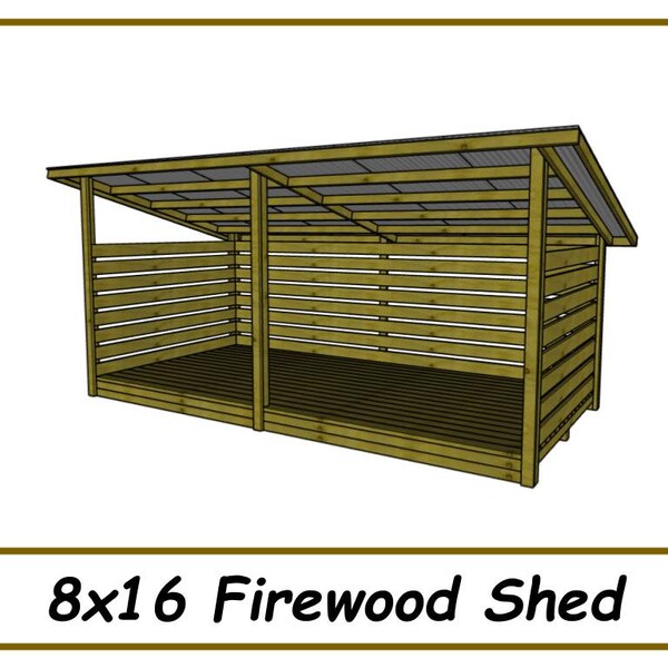 Firewood Shed Plans 8x16 - PDF Download