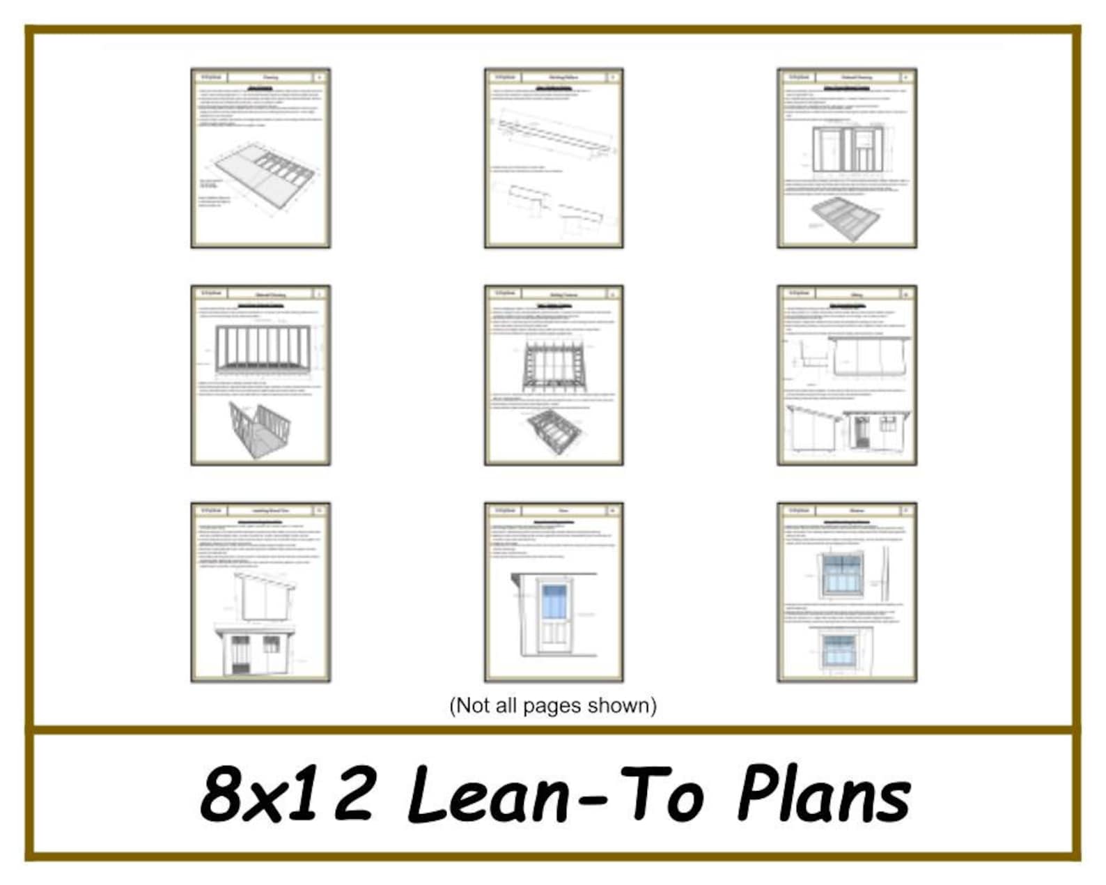 Lean to Shed Plans 8x12 PDF Download - Etsy
