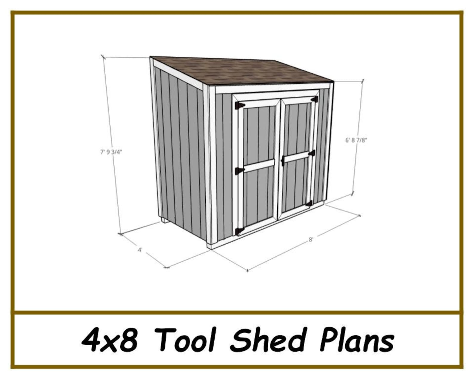 Tool Shed Plans 4x8 Storage Shed Plans PDF Download Etsy