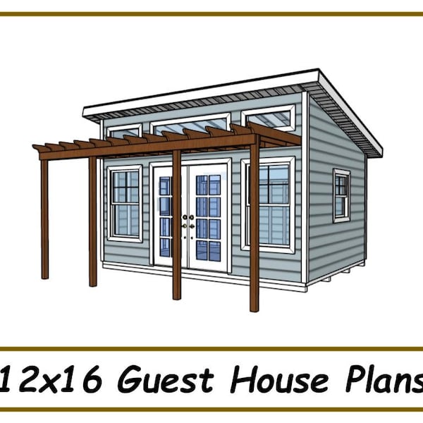 Guest House Plans 12x16 - She Shed/Man Cave Plans - PDF Download