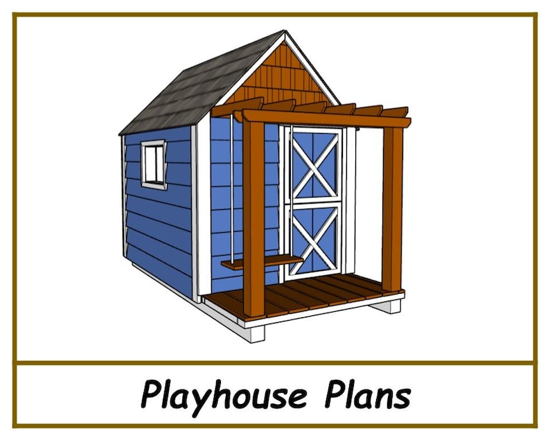 Playhouse Plans Playhouse Plans on Skids W/pergola PDF Etsy