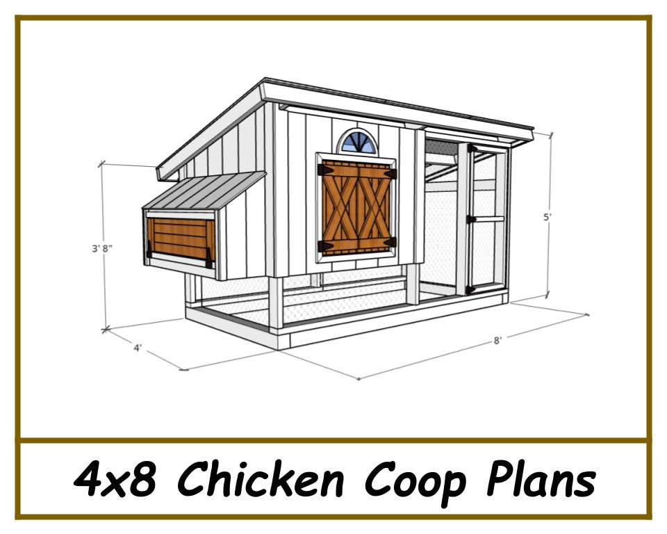 Chicken Coop Plans 4x8 - Instant PDF Download - Etsy