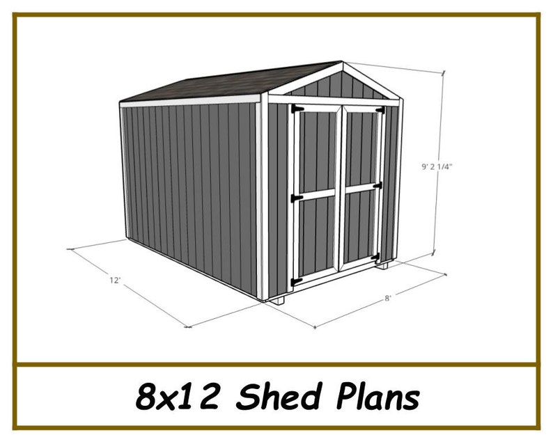 Shed Plans 8x12 Storage Shed Plans PDF Download Etsy