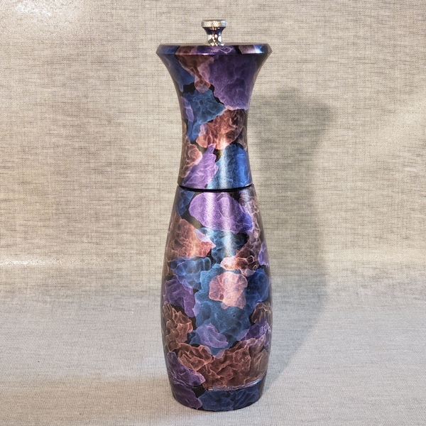 8" Sycamore "Cosmic Cloud" Wooden Peppermill with Iridescent Paint  (P106)